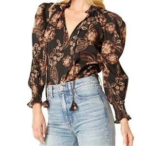 MISA black and brown floral top